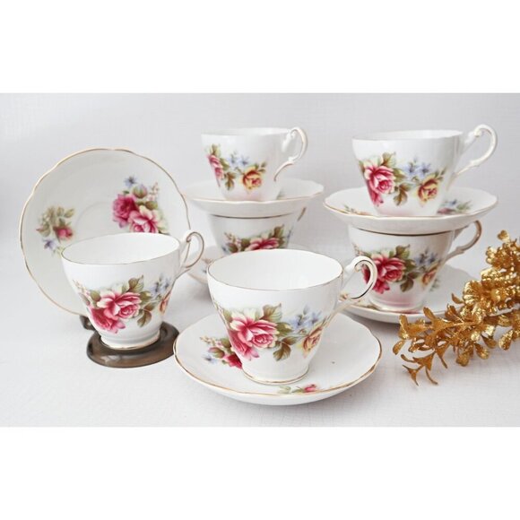 6 Regency Teacups and Saucers Tea Cup Tea Party Gift Bone China - Picture 1 of 6